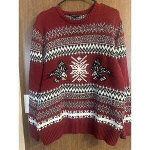 Adam Levine Men's Size Large Red sweater Bald Eagles Aztec Tribal heavy warm